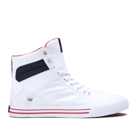 Supra Mens ALUMINUM White/Navy/white High Top Shoes | CA-95516